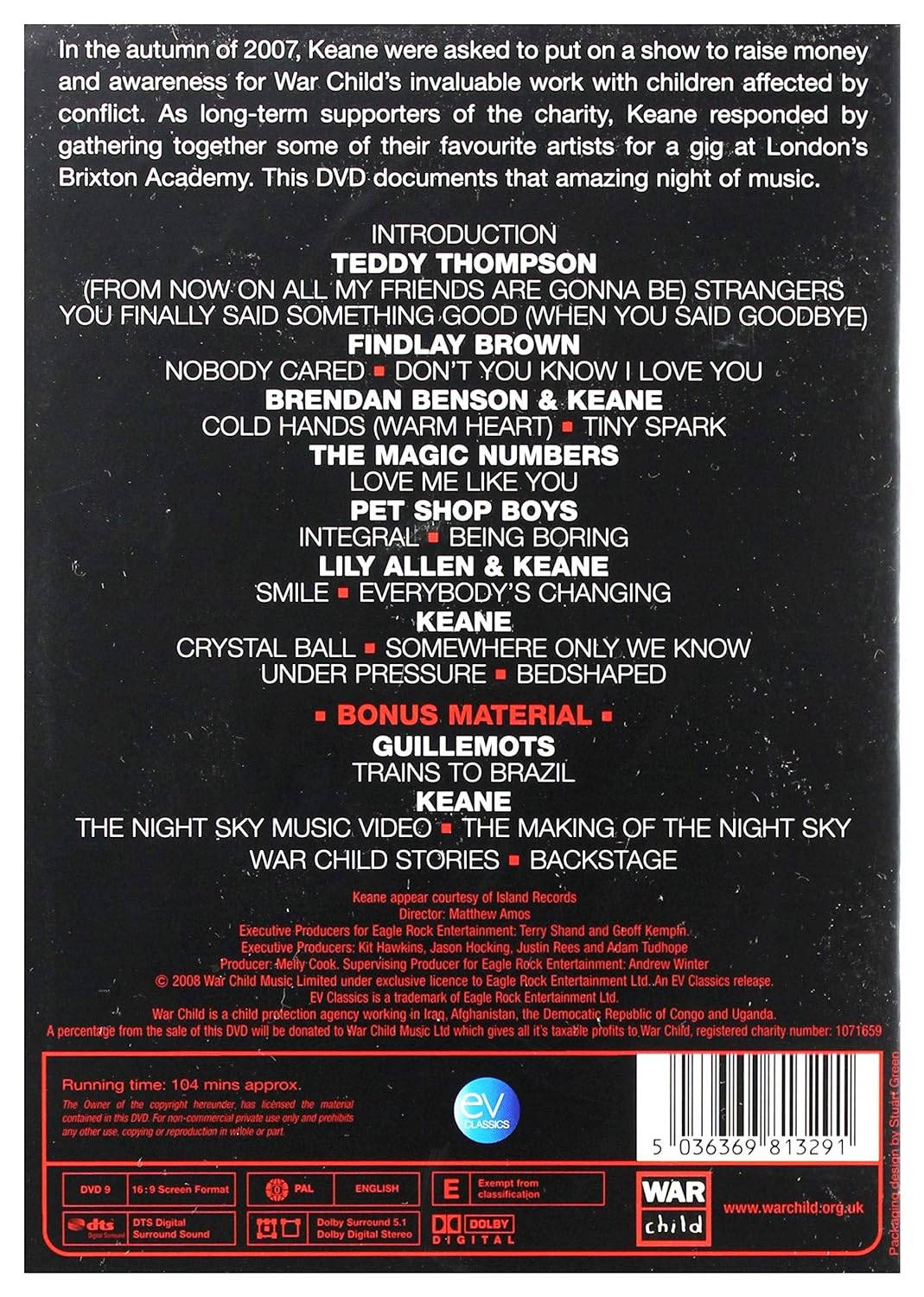 Various Artists - Keane Curate A Night For War Child (DVD)