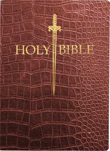 KJV Sword Bible, Large Print, Walnut Alligator Bonded Leather, Thumb Index: (Red Letter, Burgundy, 1611 Version) (King James Version Sword Bible