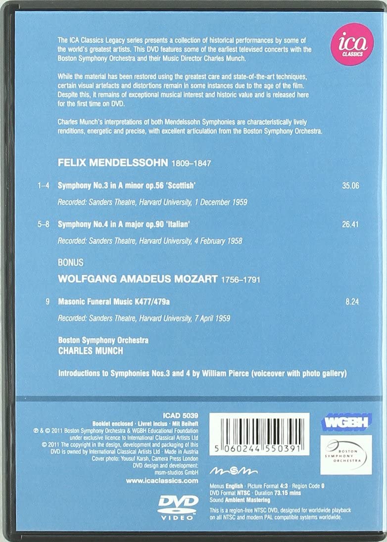 Mendelssohn: Charles Munch (Symphonies No. 3 And 4)