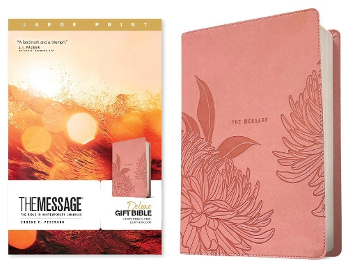 The Message Deluxe Gift Bible, Large Print (Leather-Look, Dusty Pink Floral)