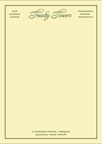 Fictional Hotel Notepads: Fawlty Towers