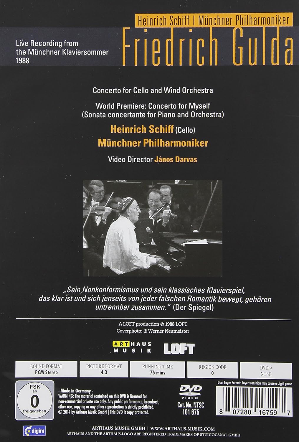 FRIEDRICH GULDA: Concerto for Cello & Orchestra Recording from the Münchner Klaviersommer 1988