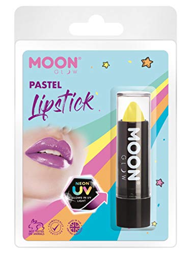 Smiffys Moon Glow Pastel Neon UV Lipstick, Pastel Yellow