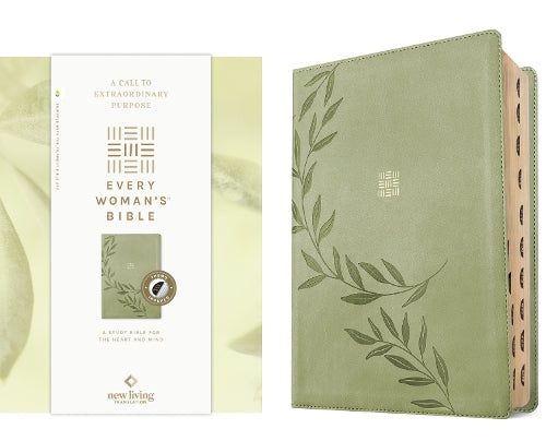 NLT Every Woman's Bible, Filament Enabled (LeatherLike, Olive Branch Green, Indexed, Red Letter)