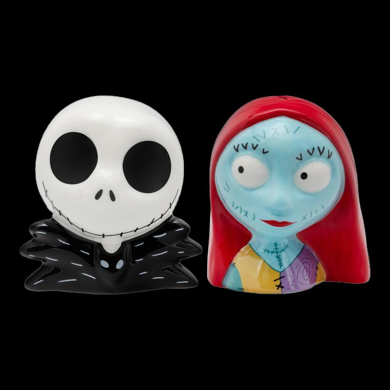Nightmare Before Christmas Salz- und Pfefferstreuer, offizielles Lizenzprodukt, Disney-Salz- und Pfefferstreuer, Jack Skellington & Sally, Keramik-Set für Küche und Heimdekoration
