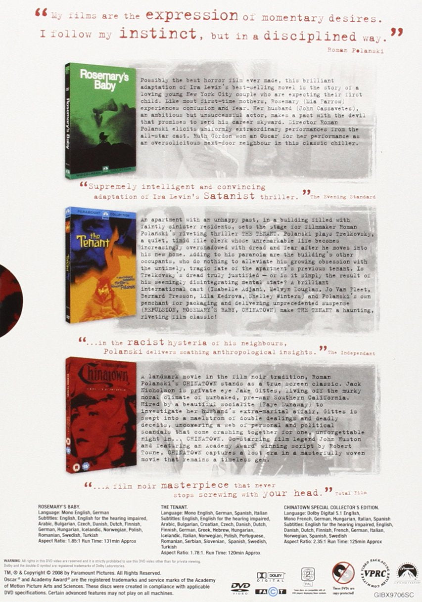 Rosemarys Baby, The Tenant & Chinatown