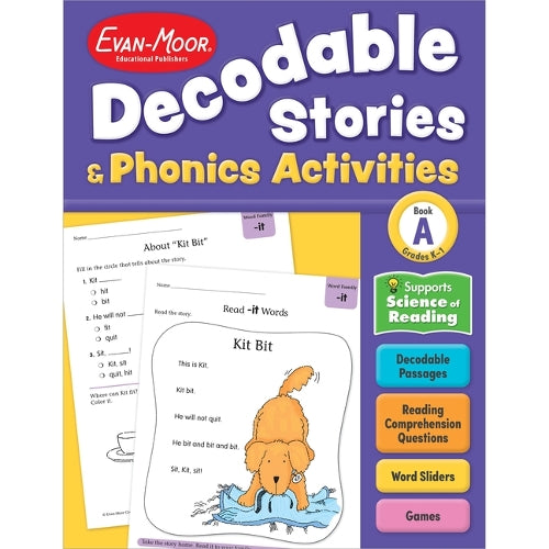Decodable Stories and Phonics Activities, Book A, Grades K-1