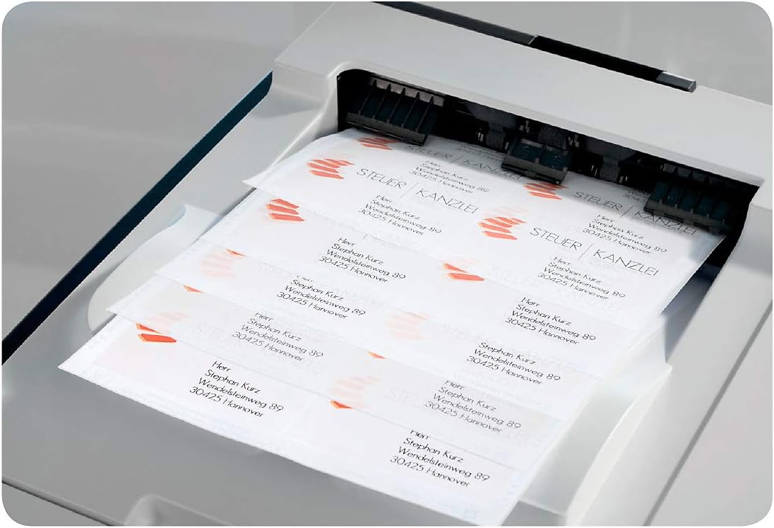 AVERY Zweckform J8160-25 Adressetiketten/Adressaufkleber (525 Etiketten, 63,5x38,1mm auf A4, bedruckbar, selbstklebend, für DIN B6/C6 Briefkuverts, Papier matt, Inkjet-Drucker) 25 Blatt, weiß
