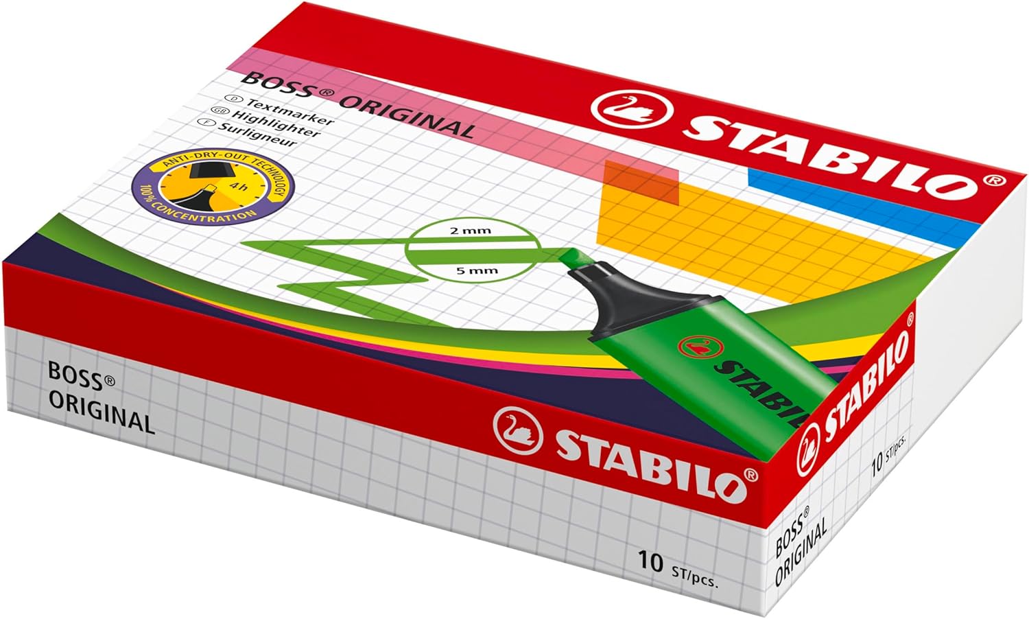 Highlighter - STABILO BOSS ORIGINAL - Pack of 10