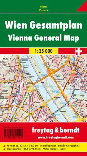Metal wall map: Vienna general plan 1:25,000