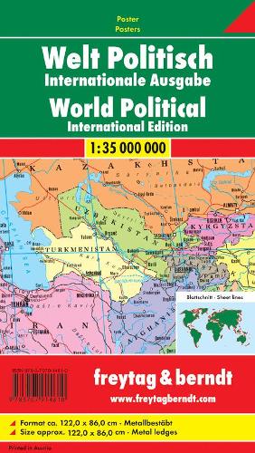World political, international, 1:35 million, metal-backed