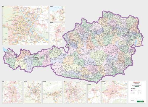 Austria by District, 1:500.000, metal-backed in a tube