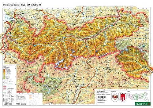 Laminated Map DUO, Learning aid Tirol - Vorarlmountain
