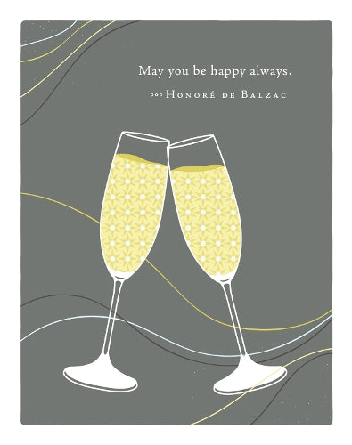 Positively Green Greeting Cards: Wedding - "May you be happy always" - Honoré de Balzac (Pack of 6)