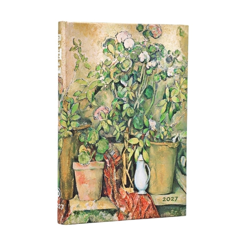 2027 Cezanne’s Terracotta Pots and Flowers Mini 12-Month Hardcover Dayplanner (Elastic Band Closure) Horizontal