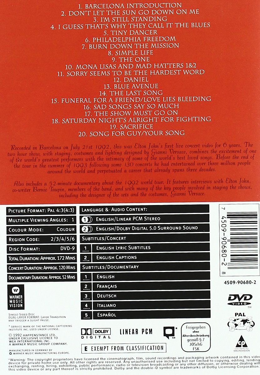 Elton John-Live In Barcelona -Dvd