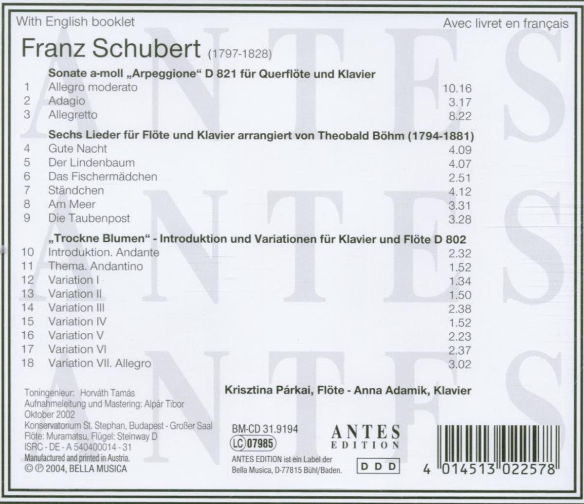 Music for Flute & Piano / Son A minor Arpeggione
