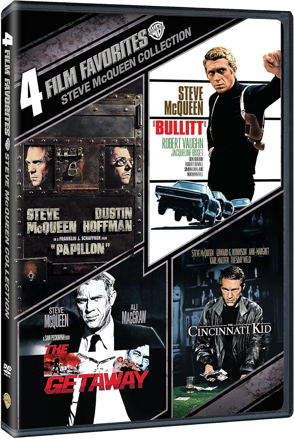 4 Film Favorites: Steve McQueen (Bullitt, The Cincinnati Kid, The Getaway: Deluxe Edition, Papillon