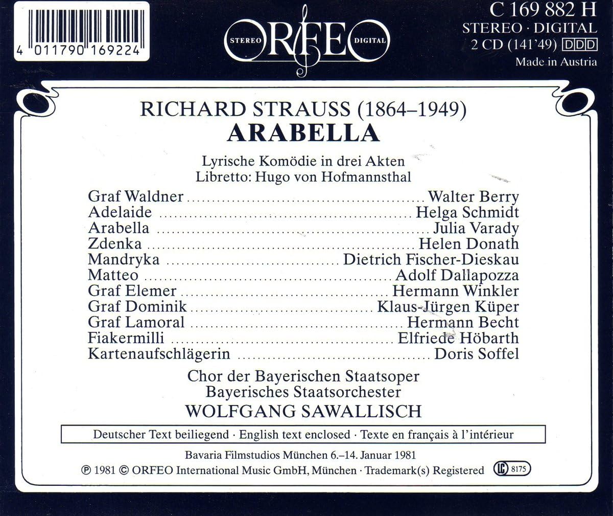 Arabella (Sawallisch, Bavarian State Opera, Varady)