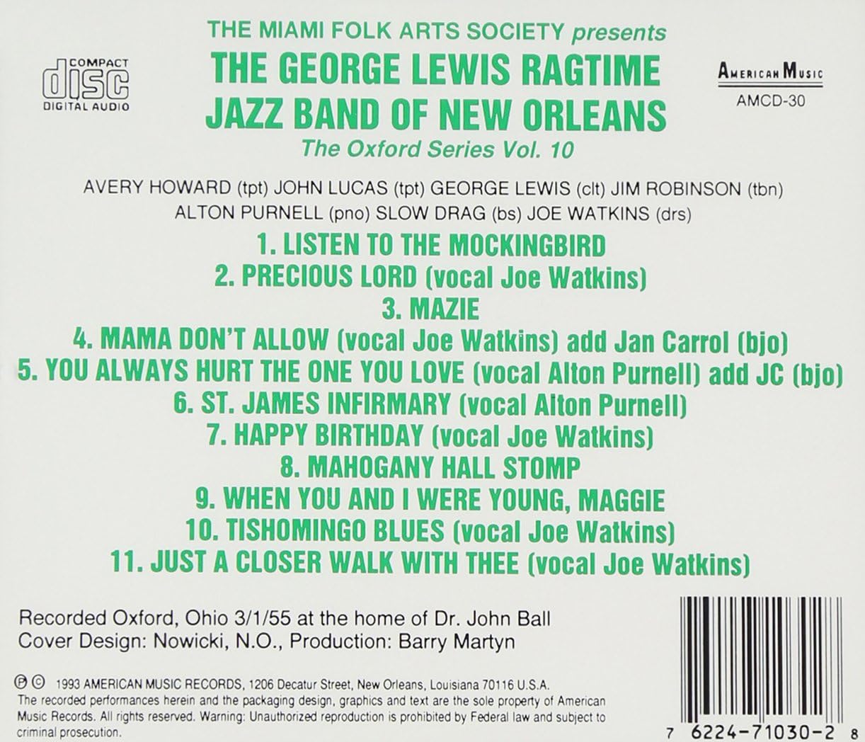 George Lewis & His Ragtime Jazz Band - The Oxford Series Volume 10