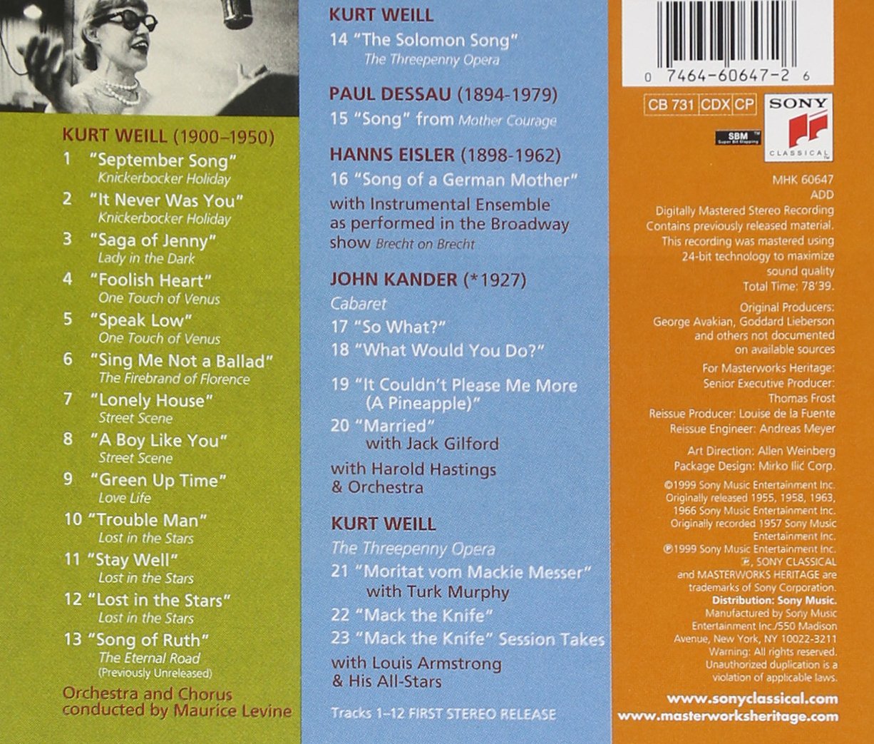 Lotte Lenya Sings Kurt Weill: American Theater