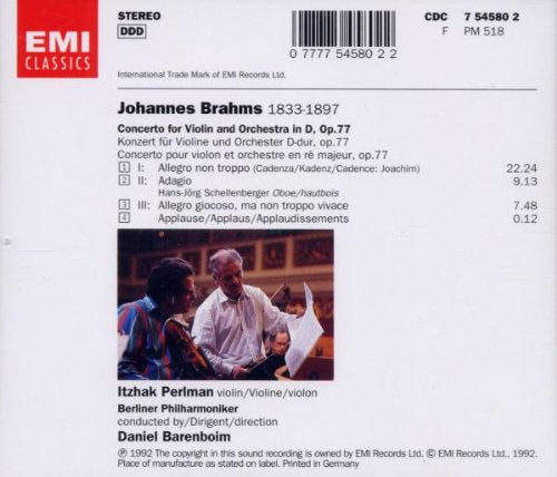 Brahms: Violin Concerto ~ Barenboim / Perlman