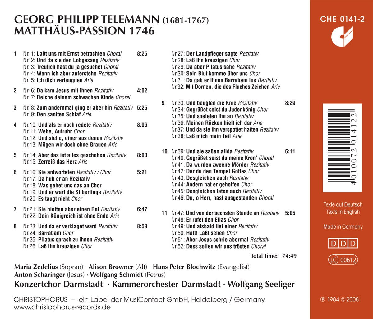 Georg Philipp Telemann: Matthäus-Passion 1746
