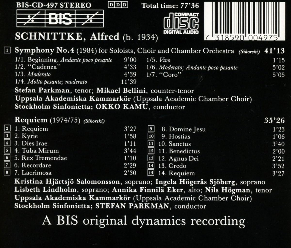 Symphony No. 4, Requiem (Parkman, Kamu, Stockholm Sinf.)