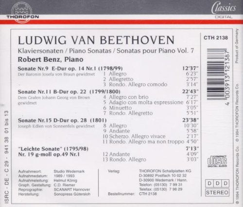 Piano Sonatas 9 15 & 19