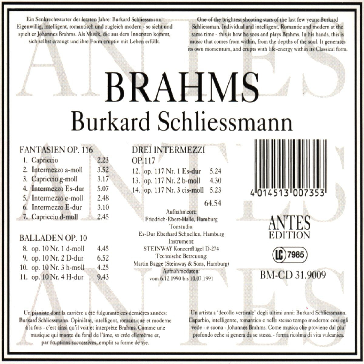 7 Fantasies / 4 Ballades / 3 Intermezzos