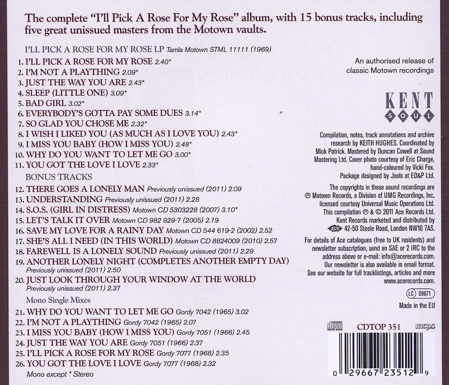 I'll Pick a Rose for My Rose: Complete Motown Recordings 1964-1971