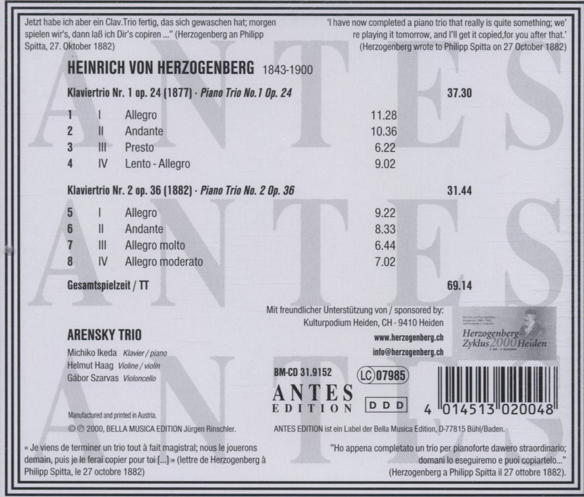Piano Trio 1 Op 24 / Piano Trio 2 Op 36