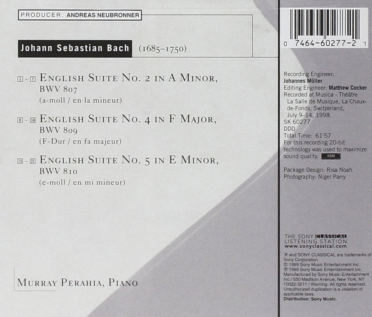 Plays Bach-English Suite 2/4/5