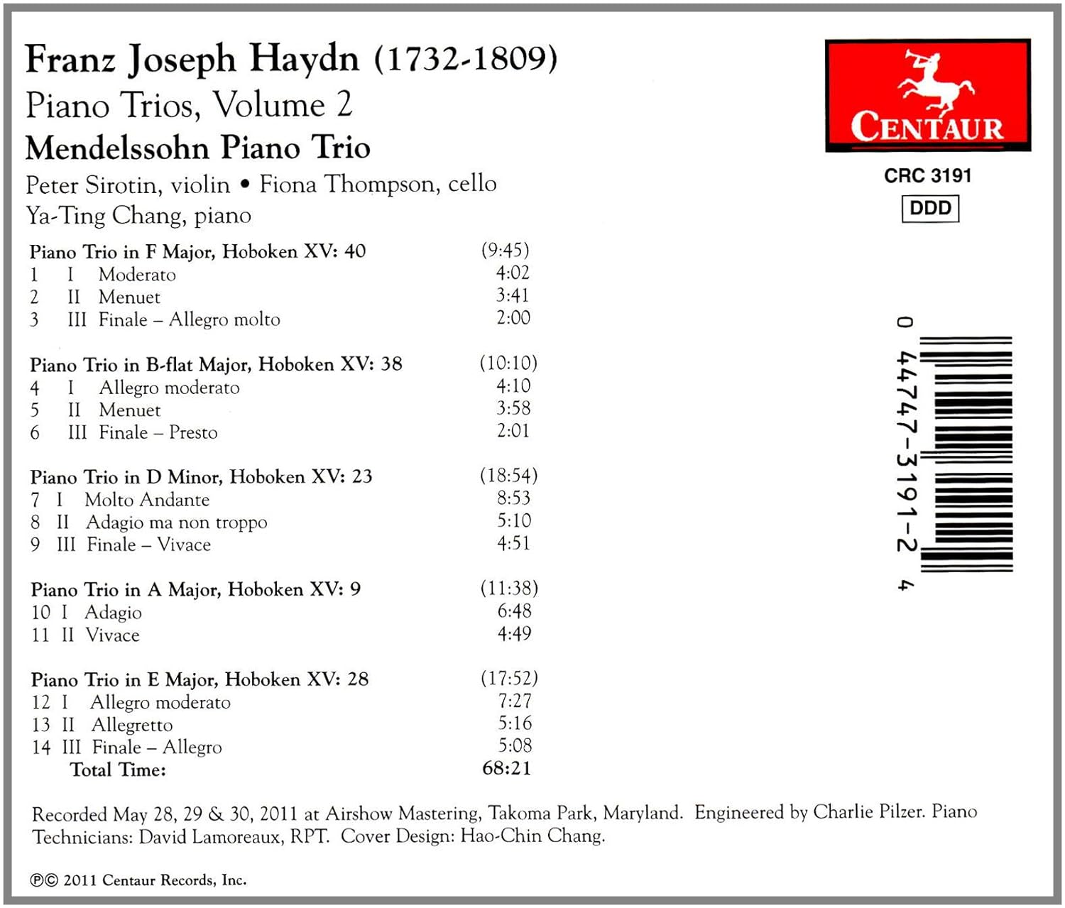 Mendelssohn Piano Trio - Franz Joseph Haydn (1732 - 1809