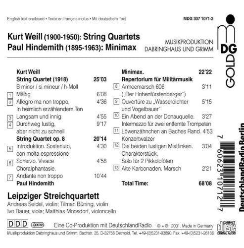 Weill: Complete String Quartets; Hindemith: Minimax