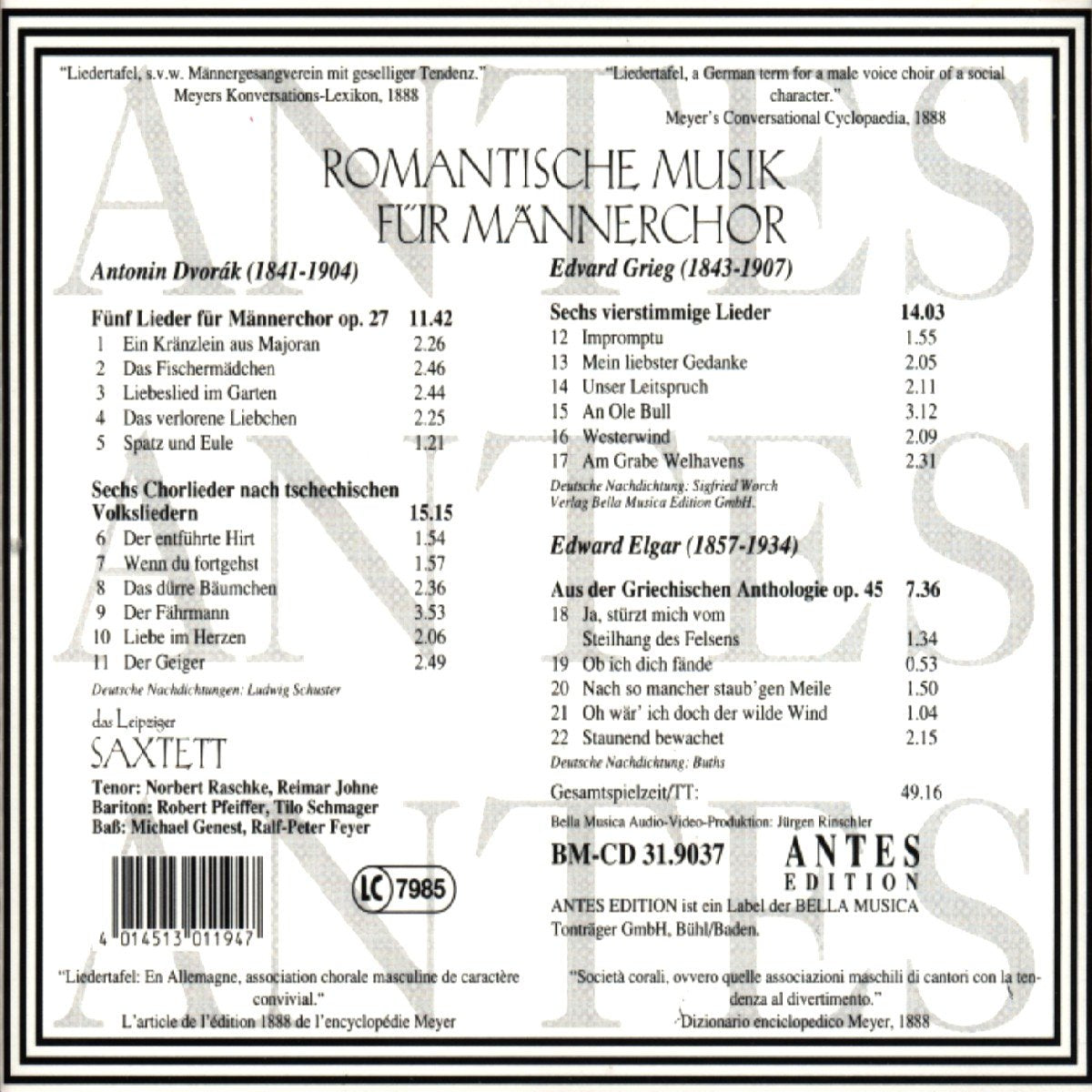 Romantic Musik for Male Choir