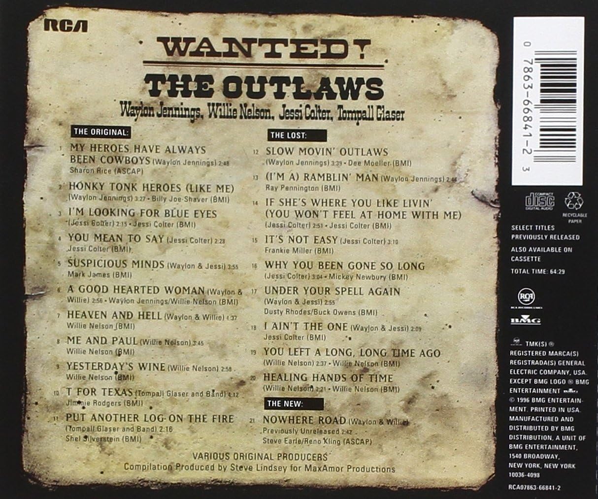 Waylon Jennings, Willie Nelson, Jessi Colter & Tompal - Wanted! The Outlaws (20th Anniversary