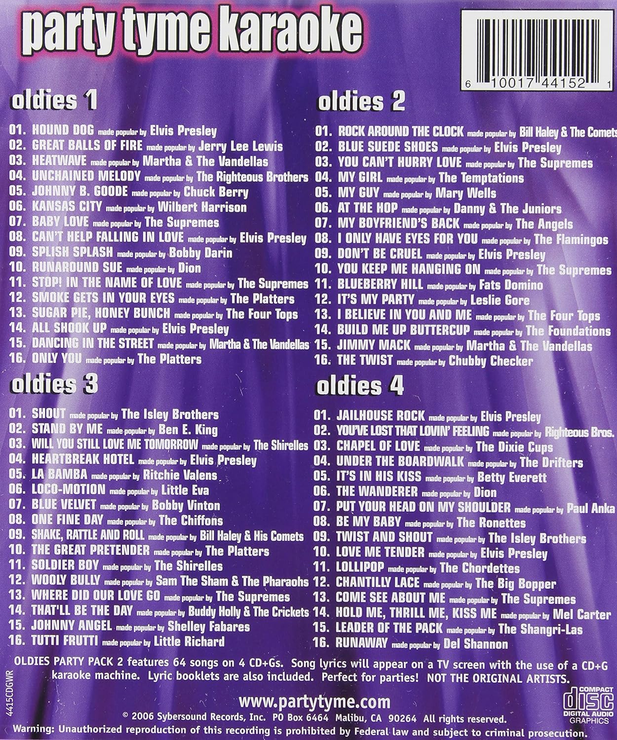 Party Tyme Karaoke - Oldies Party Pack 2 (64-song Party Pack)