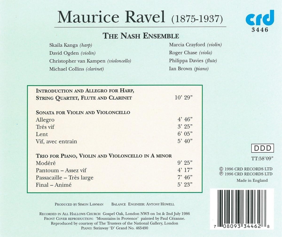 Maurice Ravel: Introduction & Allegro/Piano Trio/Sonata For...