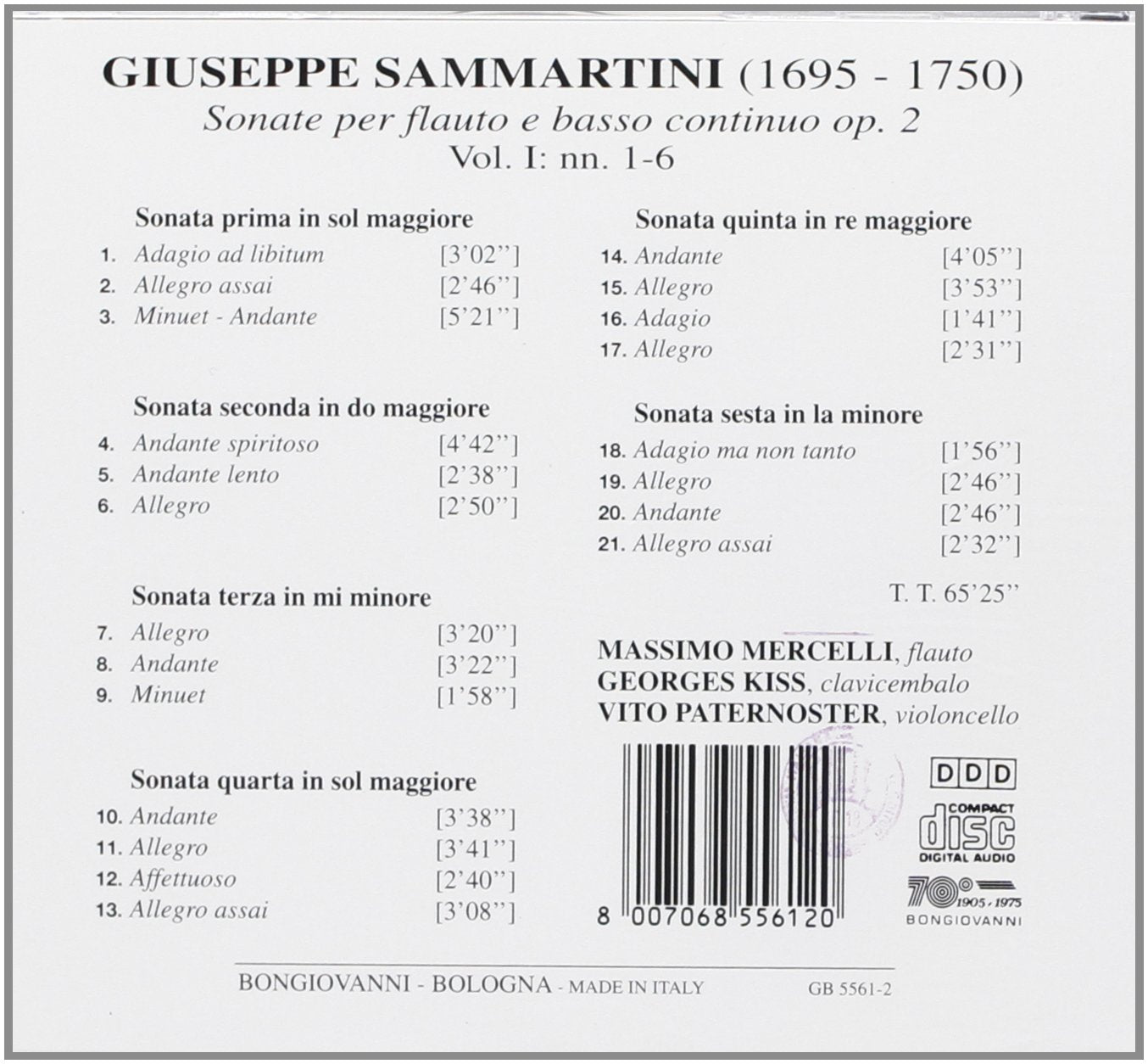 Sonatas for Flute & Basso