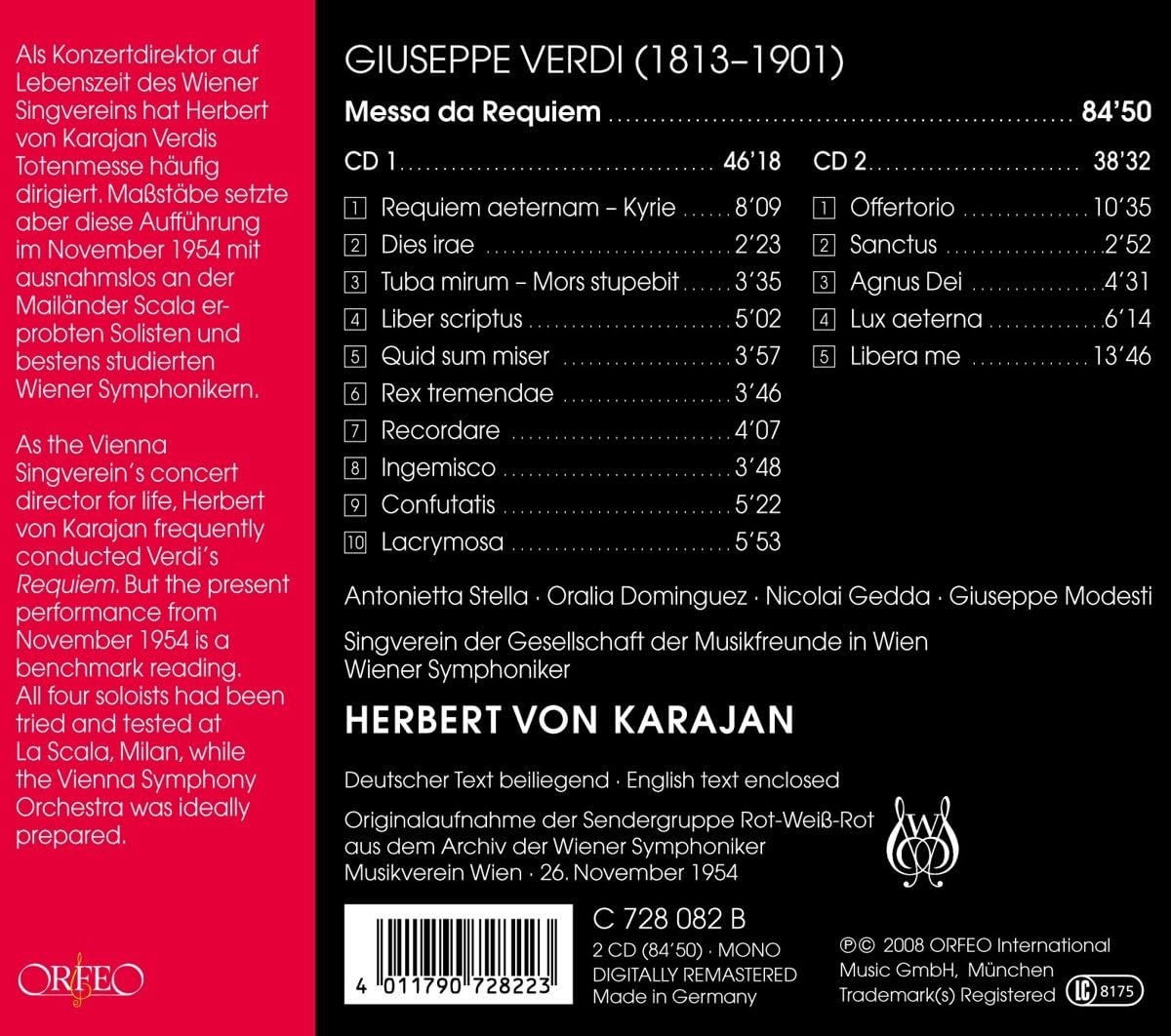 Messa Da Requiem (Von Karajan, Vienna So)