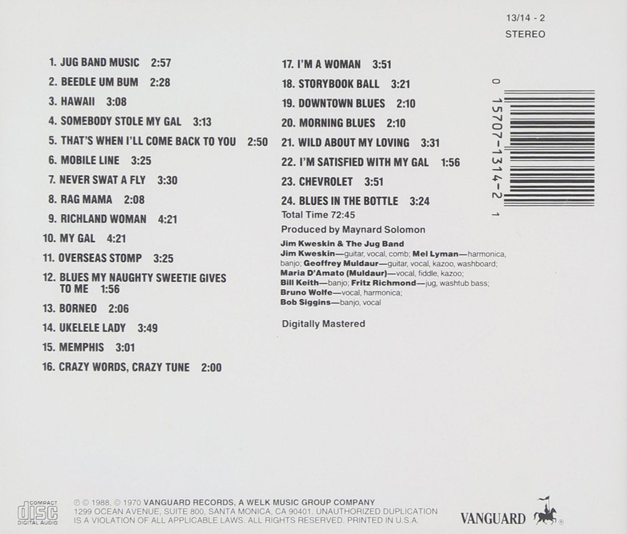 Greatest Hits Kweskin/ Jim / Jug Band