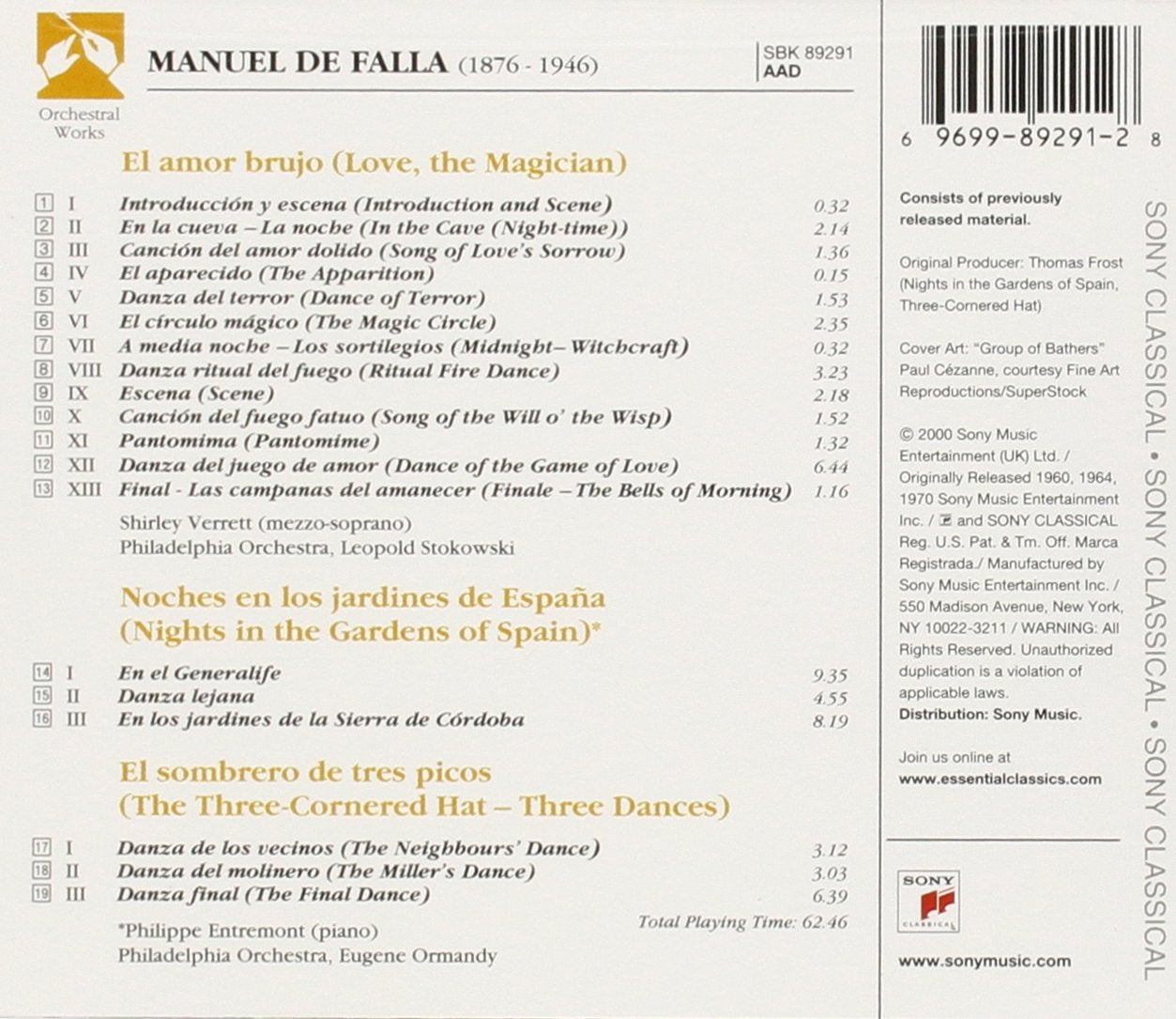 Amor Brujo / 3 Cornered Hats / Nights in Garden of