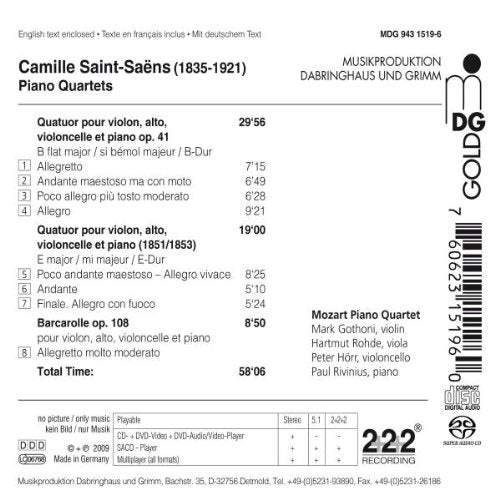 Saint Saens: Piano Quartets