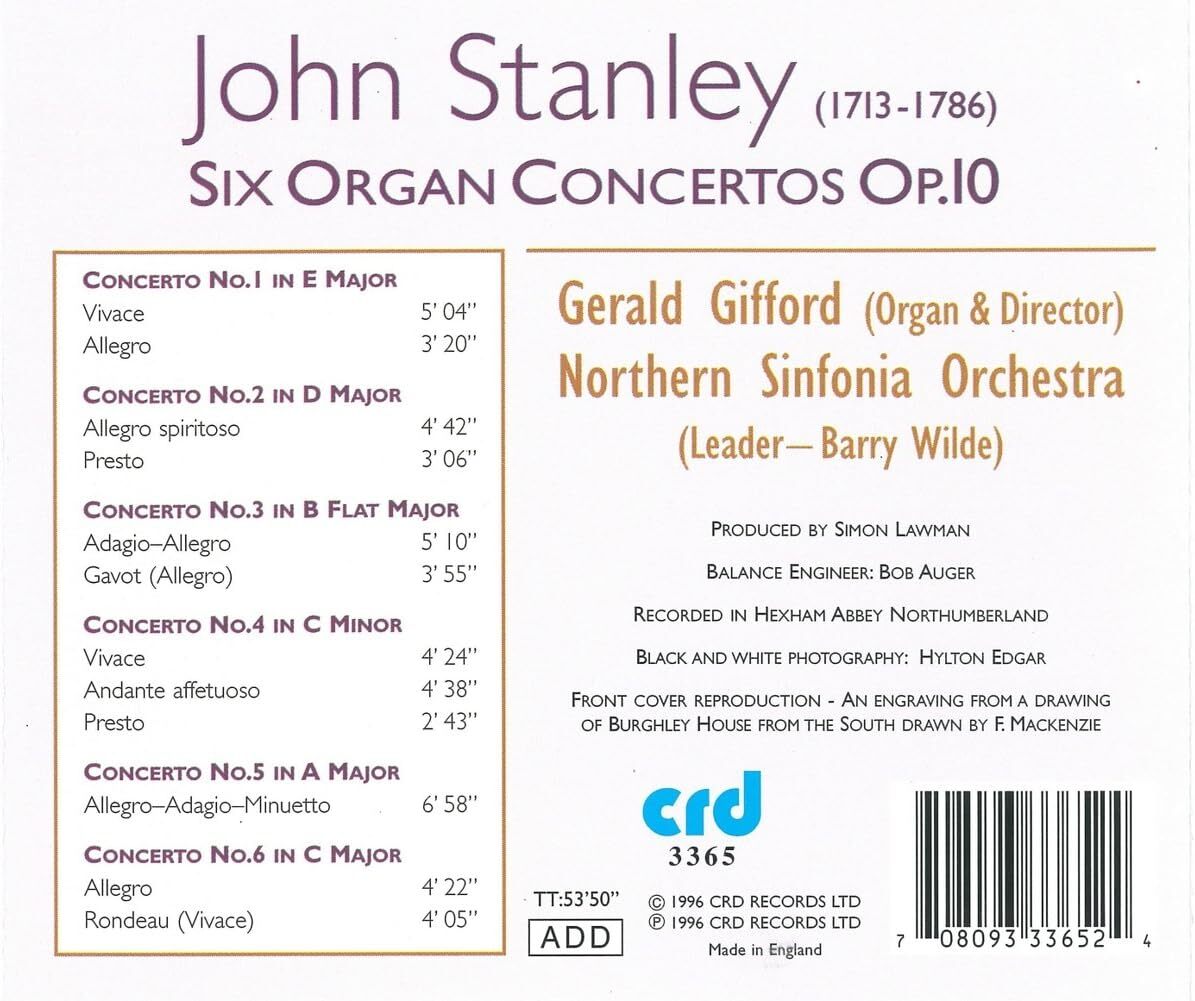 John Stanley: Six Organ Concertos Op. 10