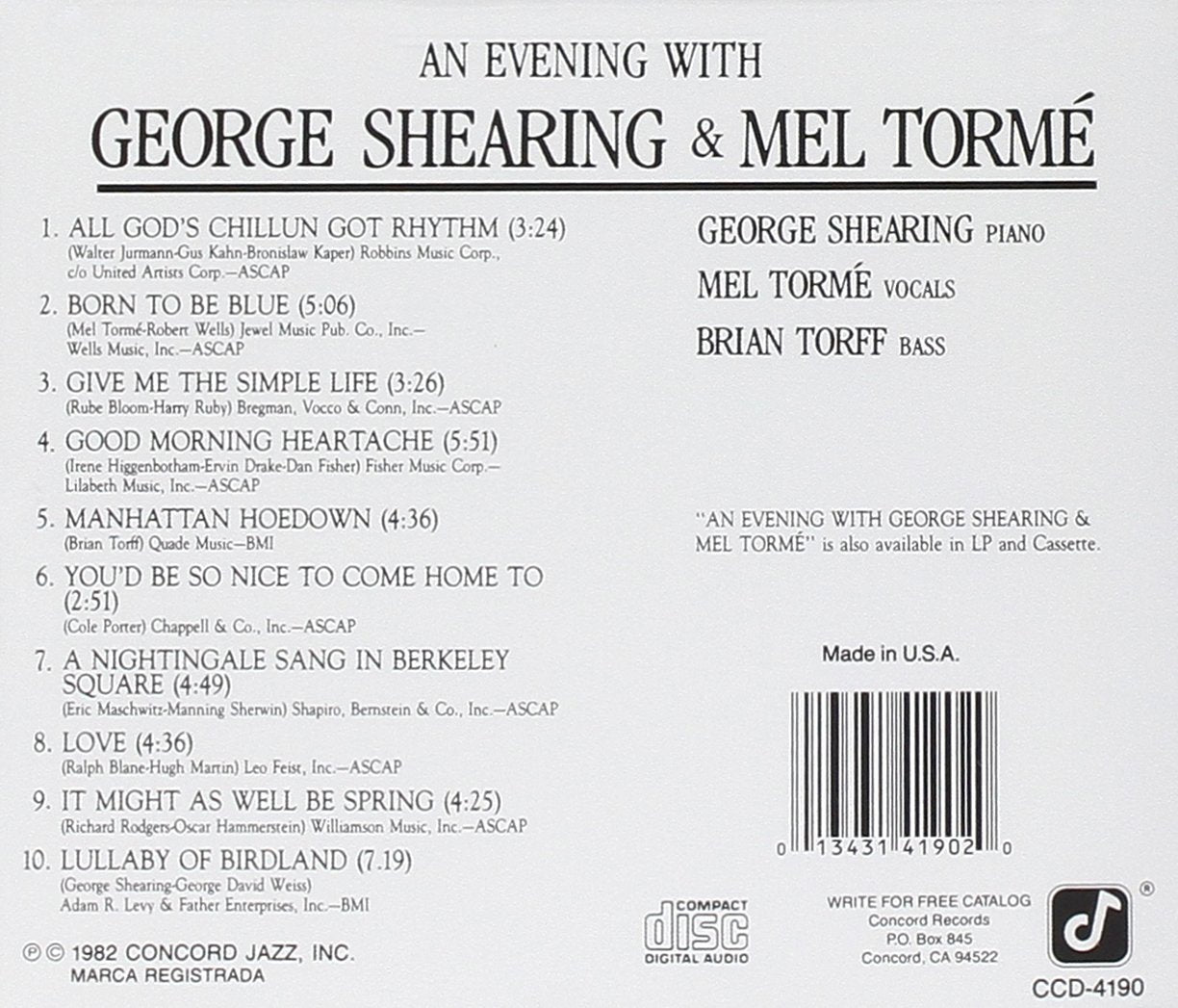 George Shearing & Mel Torme-An Evening With