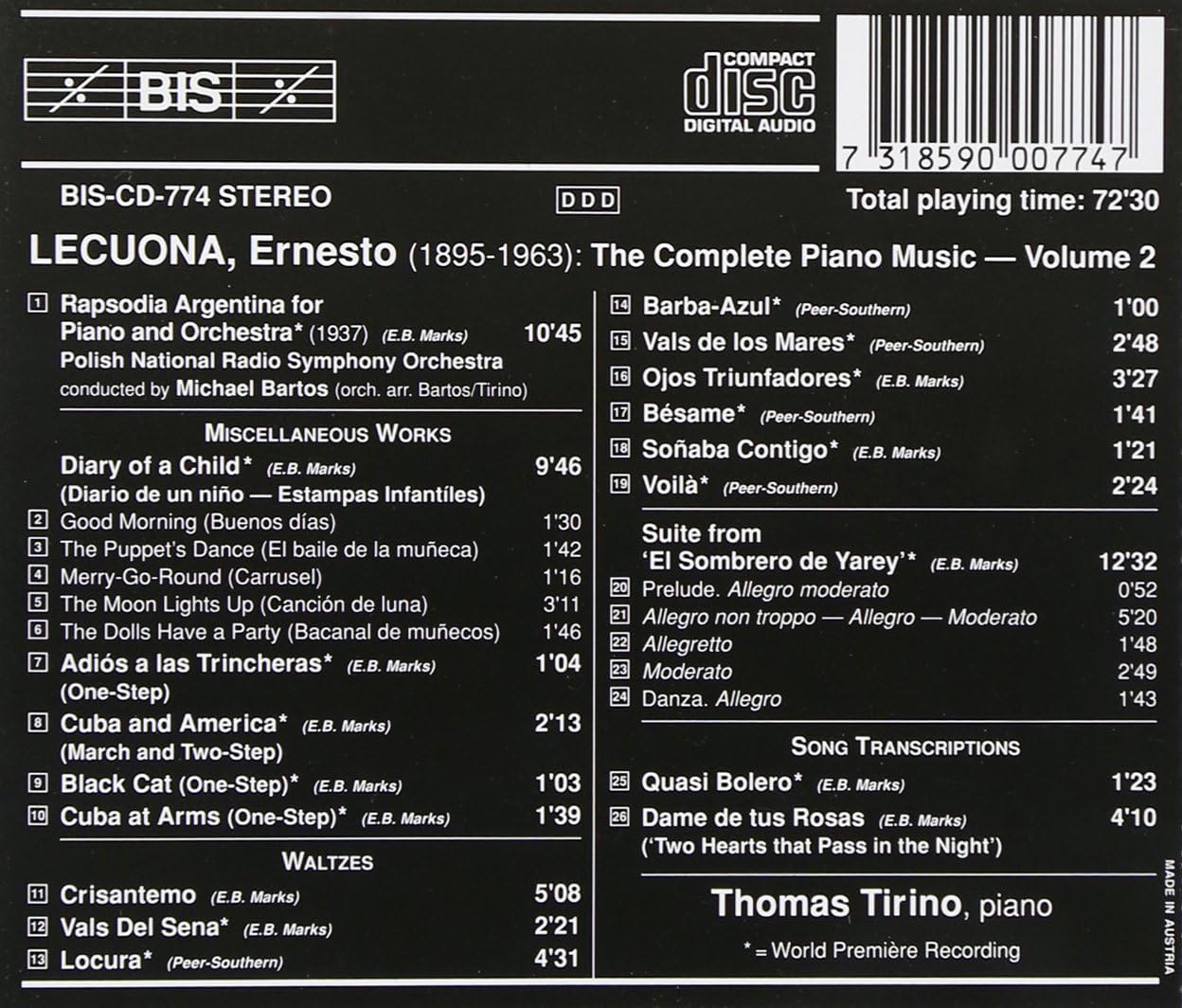 Lecuona/complete Piano Music 2