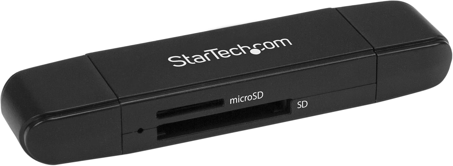 StarTech.com USB C and USB 3.0 SD Card Reader, USB Memory Card Reader, SD, microSD, MMC, UHS-I, USB-C & USB-A Card Adapter