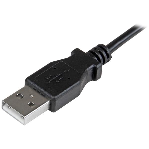 StarTech.com 2m 6 ft Micro-USB Charge-and-Sync Cable - Right-Angle Micro-USB - M/M - USB to Micro USB Charging Cable - 24 AWG (USBAUB2MRA), Black