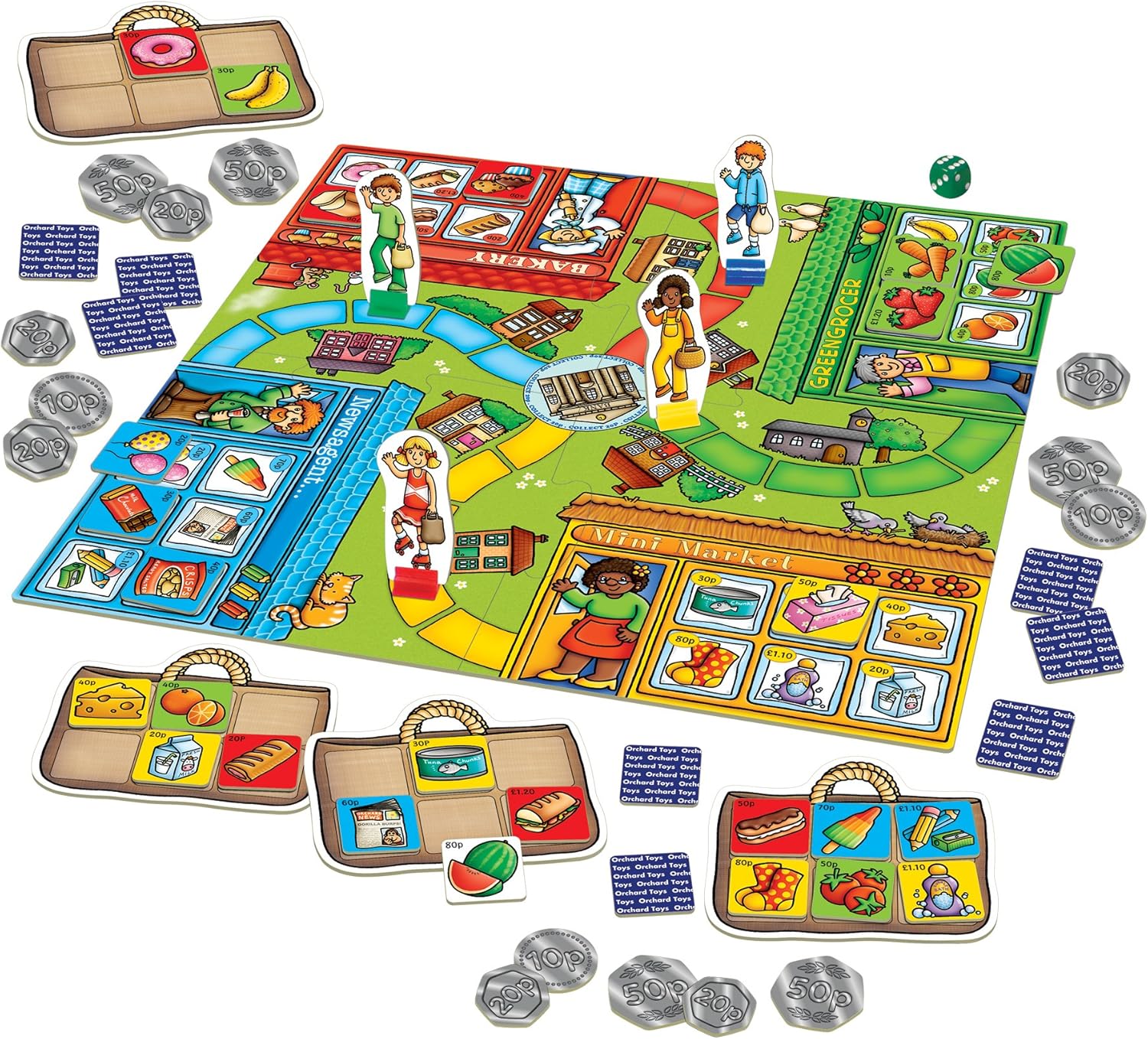 Orchard Toys Pop to the Shops Board Game, Helps Teach Handling Money and Giving Change, Perfect for Ages 5-9, Helps Money Skills, Educational Toy Game, 250 x 220 x 50mm